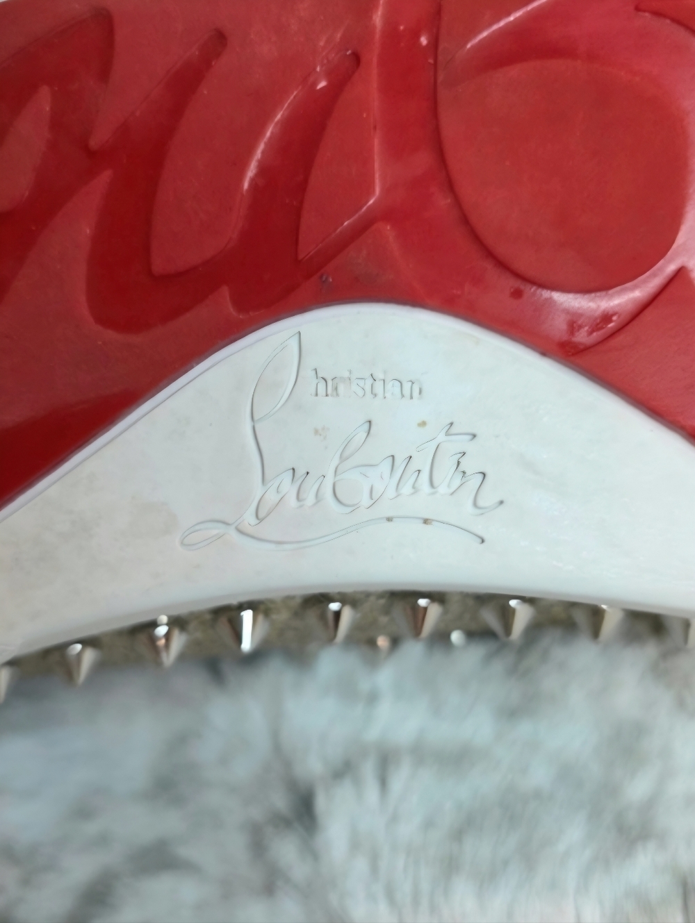 Christian Louboutin Pik Boat slip-on Spiked Leather Sneakers Silver Gold EU 37.5 - Picture 10 of 11